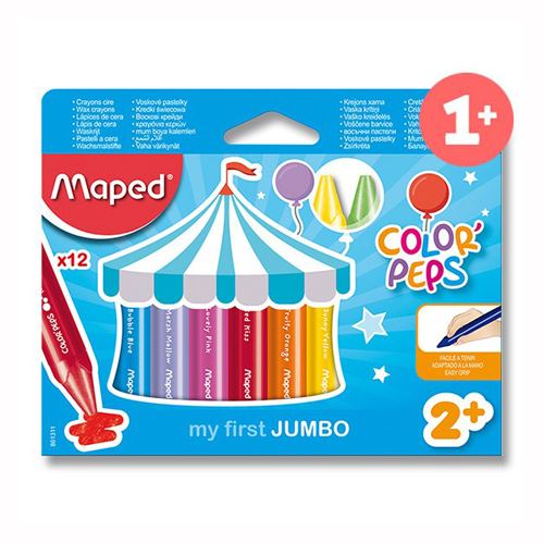 Viaszceruza, háromszögletű MAPED Jumbo "COLOR`PEPS", 12 db