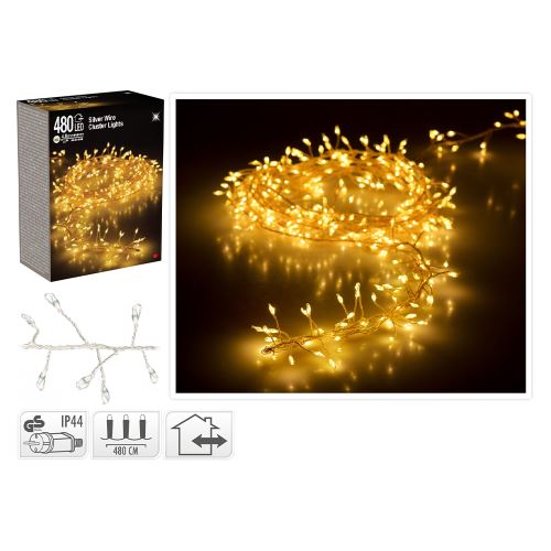 Fénylánc 480 LED meleg fehér, hossza 4,8 m, kültéri. Használat: