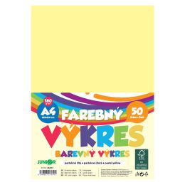Színes rajzpapír, A4, 180 g/m2, csomag/50 db – pasztellsárga