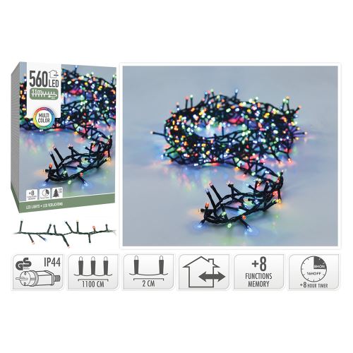 Fénylánc micro cluster 560 LED színes, hossza 11 m, kültéri. használat, 230V