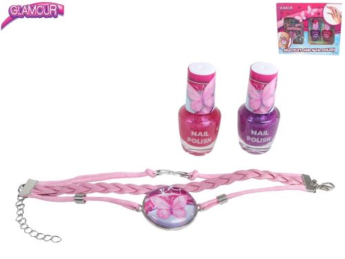 Glamour szépségszett körömlakk 5ml 2db és karkötővel dobozban