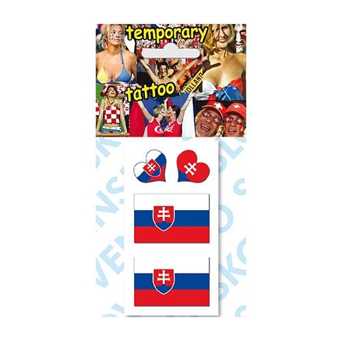 Tetovačky na tvár - vlajky SR (srdiečka + 2 vlajky)