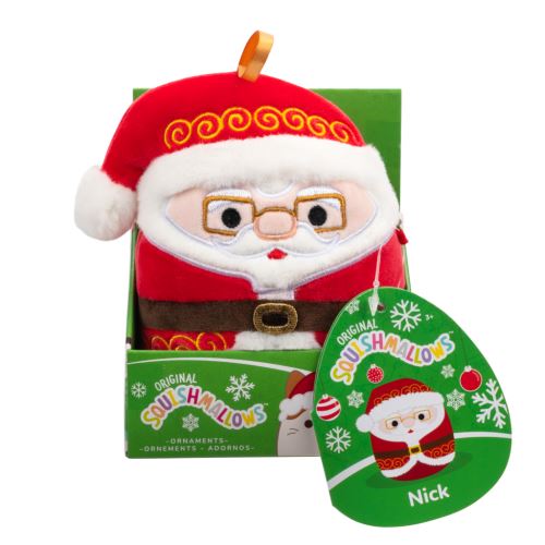 SQUISHMALLOWS karácsonyi Mikulás dísz szemüveggel - Nick, 10 cm