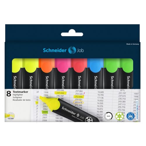 Zvýrazňovač Schneider Job - sada 8 ks original