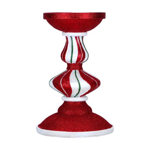 Svietnik v červenej, trblietavej farbe 23 cm