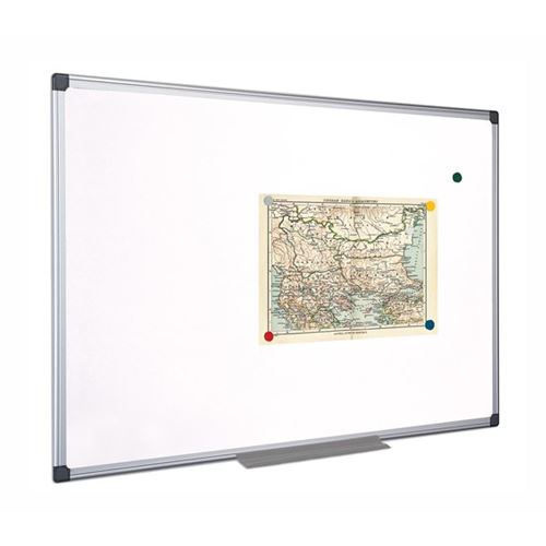Fehér, mágneses, törölhető tábla, aluminium keret, 100 x 150 cm