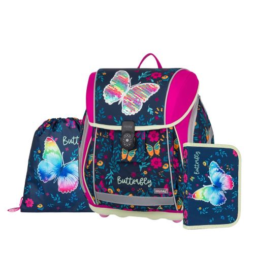 Iskolatáska (3 részes készlet) PREMIUM LIGHT - Butterfly 2