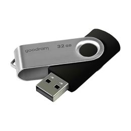 Goodram USB pendrive, USB 2.0, 32 GB, fekete, UTS2-0320K0R11, USB A, forgatható kupakkal