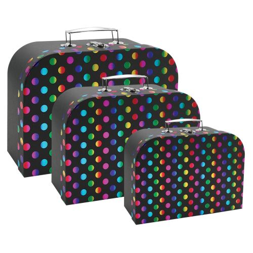Gyermek bőrönd készlet 3 db - fényes nyomtatás Polka dot