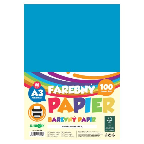 A3-as színes papír, 80 g/m2, csomag/100 db – kék