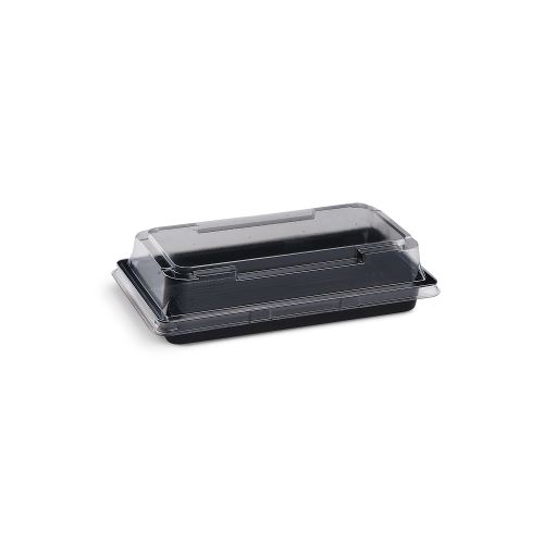 Sushi tál (PET) fekete 170 x 90 x 17 mm + fedél [600 készlet]