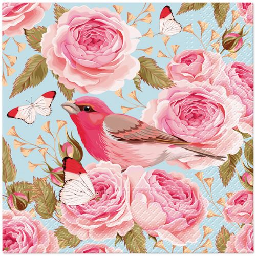 TaT szalvéták 33x33cm English Roses Bird