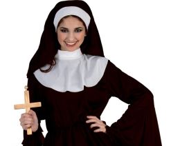 Kostým pre dospelých Flirtujúca mníška (šaty, čelenka), veľkosť M
