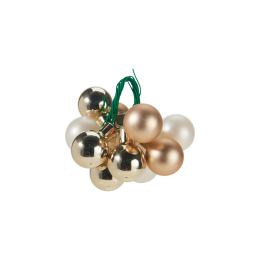 25 mm-es üveg karácsonyi mini gömb dróttal (12 darabos készlet), arany-pezsgőszínű (1)