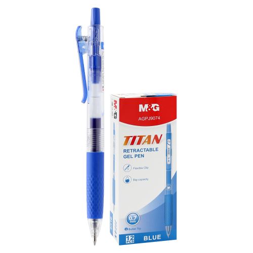 M&G TITAN visszahúzható gélhenger, hegye 0,5 mm, kék tinta