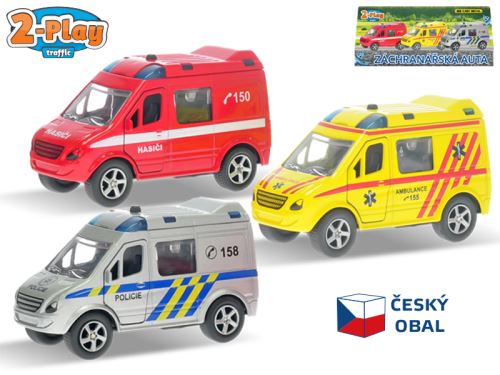 2-Play Traffic autó készlet 8 cm fém visszahúzós cseh design, 3 féle, 3 db a dobozban