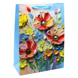 Ajándéktáska 2049 Virágok, M méret 26 x 12 x 32 cm (4 minta keveréke) (1)