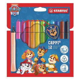 Fixy vláknové s krúžkom na viečku STABILO Cappi  + odznak PAW Patrol (sada 12 ks)