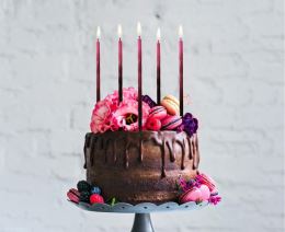 Torta gyertya - Varázslatos lángok, piros/fekete 15 cm (5 db)