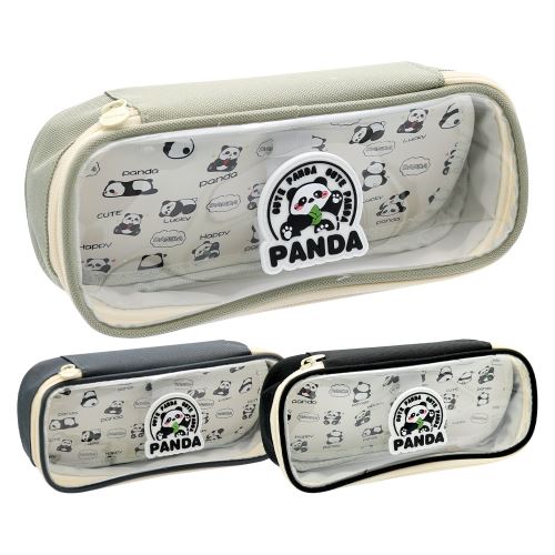 Panda tolltartó pánttal és átlátszó fedéllel, üres (vegyes színek)