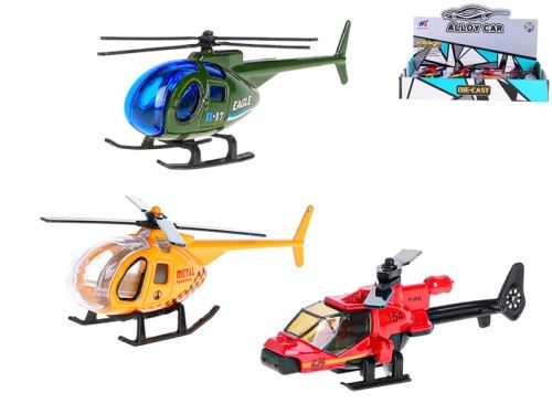 Helikopter 9 cm fém, 2 féle 3 színben, 12 db DBX-ben