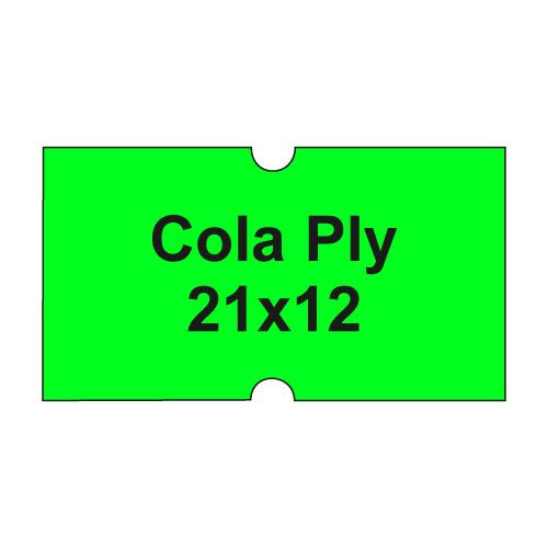 Etikety cen. COLA PLY 21x12 hranaté - 1250 etikiet/kotúčik, zelené