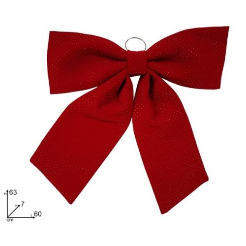 60x63 cm-es, bársonyhatású, felakasztható karácsonyi masni, piros