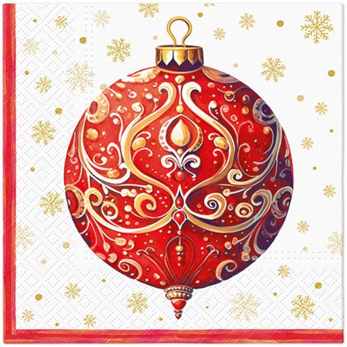 PAW L szalvéták 33x33cm Red Bauble With Ornament