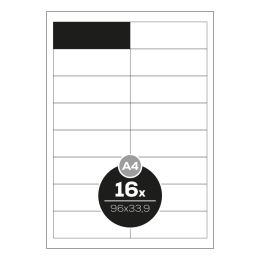 Top Stick címkék A4/100 db, 96,5x33,9 mm - 16 címke, fehér