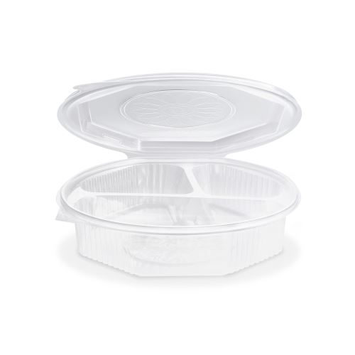 Menü tál (PP) Ripboxx Meal 3 részes nyolcszögletes átlátszó 930ml [25 db]