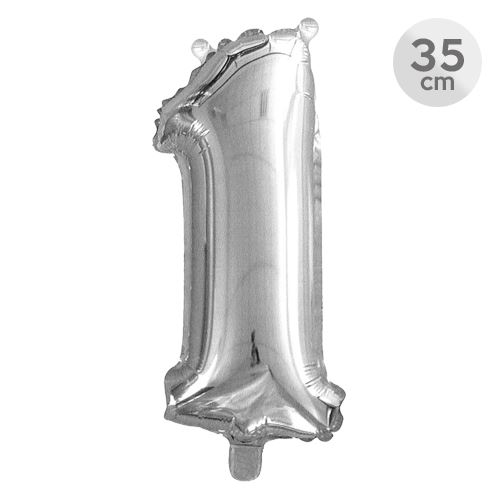Balón narodeninový 35 cm - číslo 1, strieborný