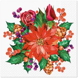 PAW L szalvéták 33x33cm Poinsettia With Cones PAW L szalvéták 33x33cm Poinsettia With Cones