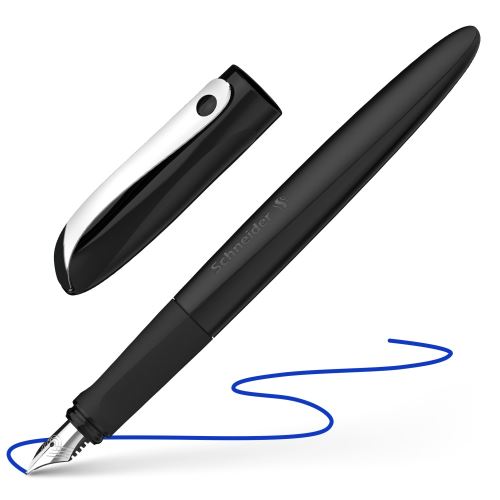 Pero plniace Schneider Wavy black - modrá náplň