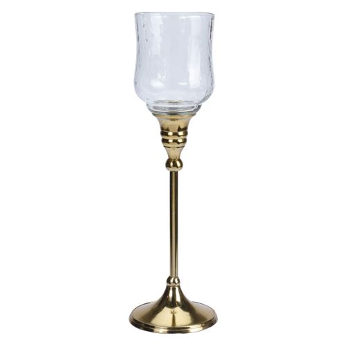 Svietnik sklenený - pohár 31 cm zlatý