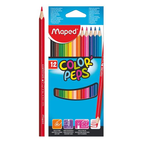 Színes ceruza készlet háromszögletű  MAPED "COLOR`PEPS", 12 db