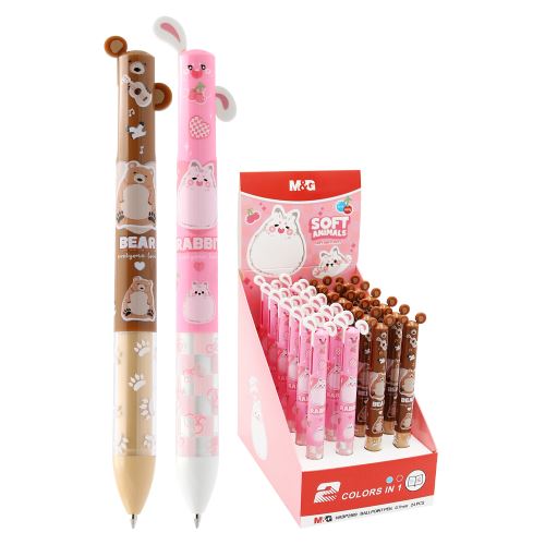 Golyóstoll M&G 0,7 mm Soft Animals 2 színű (kék és piros töltény)