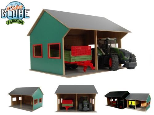 Kids Globe Farming fagarázs 44x53x37 cm 1:16 2 traktornak dobozban