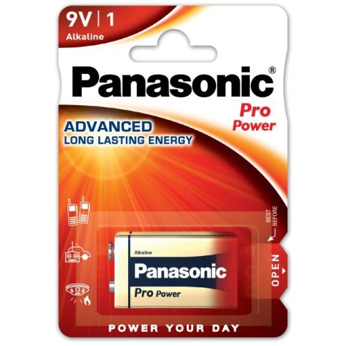 Alkáli elem, 6LR61, 9V, Panasonic, buborékcsomagolás, 1 db, 6LF22PPG/1BP, Pro Power