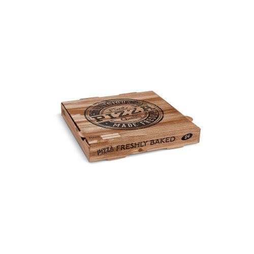 Pizza doboz (mikrohullámú karton) H4 kraft nyomtatással 24 x 24 x 4 cm [100 db]