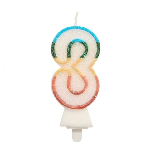 Sviečka tortová - číslica, Bio glitter 8,5 cm