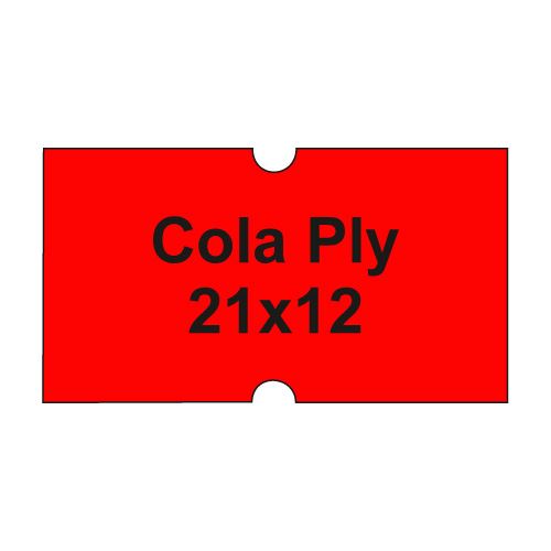 Etikety cen. COLA PLY 21x12 hranaté - 1250 etikiet/kotúčik, červené