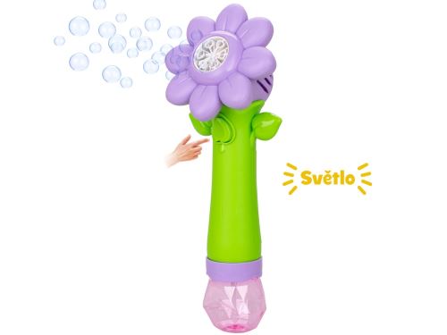 Sun Fun buborékfújó virág 27cm elemes, világító 90ml-es utántöltővel 2 színű dobozban