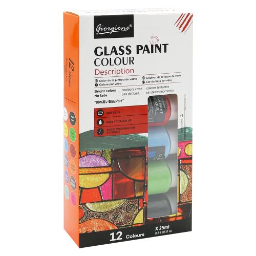Üvegfesték 25 ml, 12 színből álló készlet
