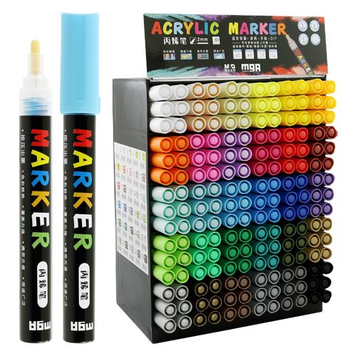 M&G Acrylic Marker 2 mm toll, akril festékkel, 30 színkeverék x 6 db-os kijelzővel (2)