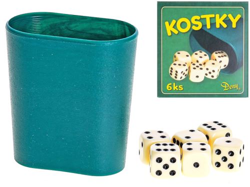 Kockajáték 16 mm 6 db csészével dobozban