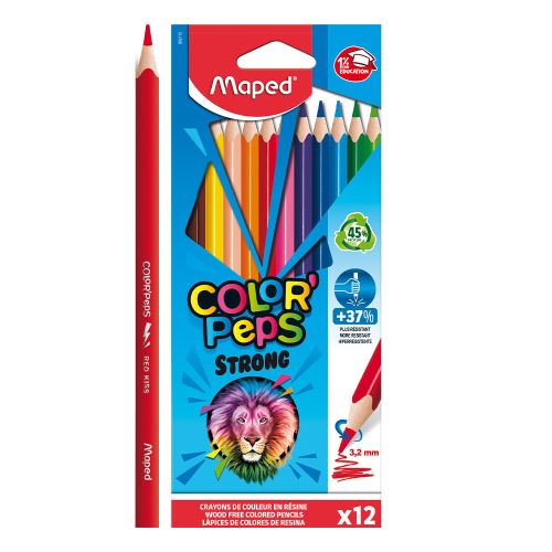 MAPED "COLOR'PEPS STRONG" háromszögletű zsírkréták, 12 db-os készlet