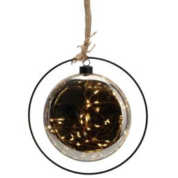 Karácsonyi bál 18 cm LED lámpával és időzítővel, füstszürke színű