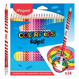 MAPED "COLOR'PEPS OOPS" háromszögletű zsírkréták, 24 db-os radírkészlettel