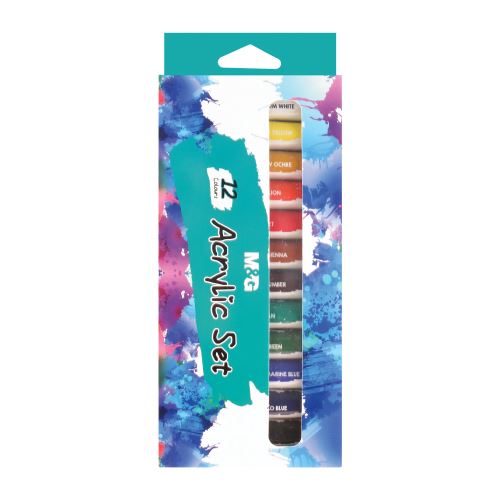 12 darabos M&G akril festék készlet, 12 ml