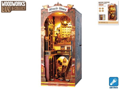 Woodworks drevená knižnica 371ks na batérie so svetlom v krabičke